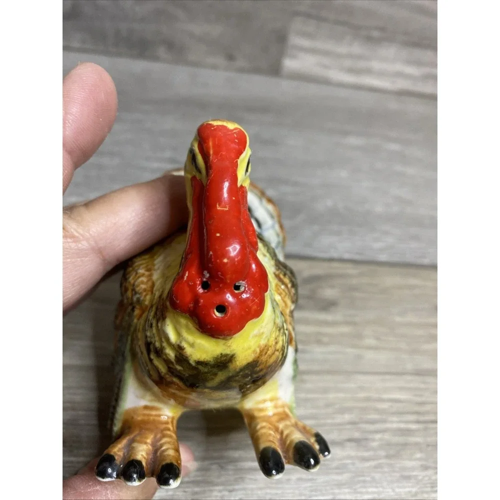 Ceramic Turkey Salt and Pepper Shaker Set W Corks Thanksgiving Seasonal Decor